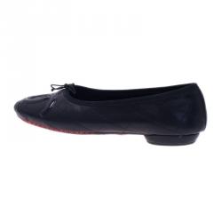 مملوكة مسبقًا Chanel Black Leather CC Cambon Ballet Flats Size 39.5
