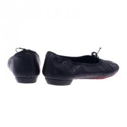 مملوكة مسبقًا Chanel Black Leather CC Cambon Ballet Flats Size 39.5