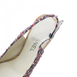 Chanel Red and Blue Slingback Sandals Size 40