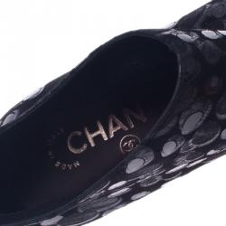 Chanel Black Suede and Leather Ankle Boots Size 38.5
