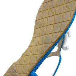 Pre Owned Chanel Blue Fabric CC Thong Sandals Size 37.5