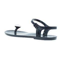 Pre Owned Chanel Black CC Pearl Jelly Sandals Size 37