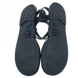 Pre Owned Chanel Black CC Pearl Jelly Sandals Size 37