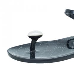 Pre Owned Chanel Black CC Pearl Jelly Sandals Size 37