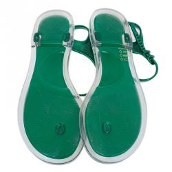 Chanel Green Flower Sandals Size 38