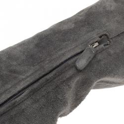 Pre Owned حذاء بوت شانيل فوق الركبة جلد رمادي سويدي cc مقاس 39.5