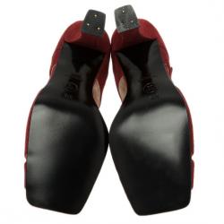 Pre Owned Chanel Red Suede Mary Jane Pumps Size 37.5