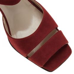 Pre Owned Chanel Red Suede Mary Jane Pumps Size 37.5