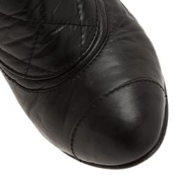 Chanel Black Leather Booties with Reissue Pouch Size 37