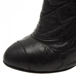 Chanel Black Leather Booties with Reissue Pouch Size 37