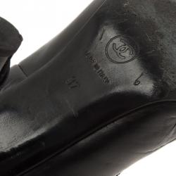 Chanel Black Leather Booties with Reissue Pouch Size 37