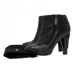 Chanel Black Leather Booties with Reissue Pouch Size 37