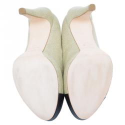 مملوكة مسبقًا Chanel Beige Raffia Cap Toe Platform Pumps Size 38