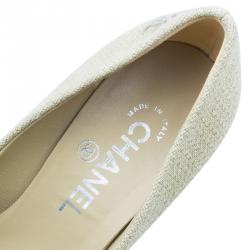 مملوكة مسبقًا Chanel Beige Raffia Cap Toe Platform Pumps Size 38