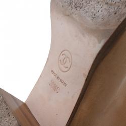 Chanel Tan Leather Mid Calf Boots Size 38.5 