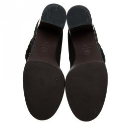 Chanel Black and Navy Suede Button Detail Ankle Booties Size 39