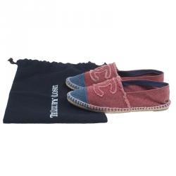 Pre Owned Chanel Red and Blue Canvas CC Logo Espadrilles Size 38