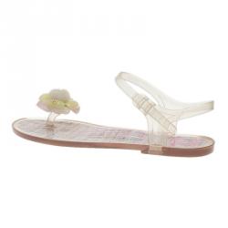 Pre Owned Chanel Pink Jelly Camellia Flower Sandals Size 40