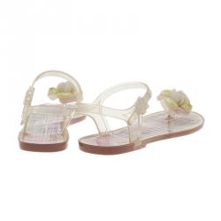 Pre Owned Chanel Pink Jelly Camellia Flower Sandals Size 40