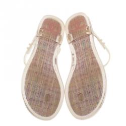Pre Owned Chanel Pink Jelly Camellia Flower Sandals Size 40
