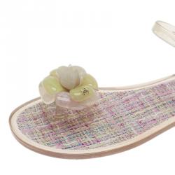 Pre Owned Chanel Pink Jelly Camellia Flower Sandals Size 40