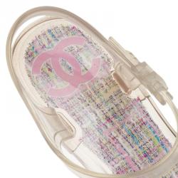 Pre Owned Chanel Pink Jelly Camellia Flower Sandals Size 40