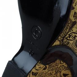 Pre Owned Chanel Black Leather Baroque Style Tall Boots Size 38