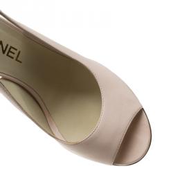 Pre Owned Chanel Pink Leather Baroque Heel Slingback Sandals Size 38