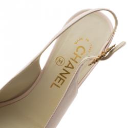 Pre Owned Chanel Pink Leather Baroque Heel Slingback Sandals Size 38