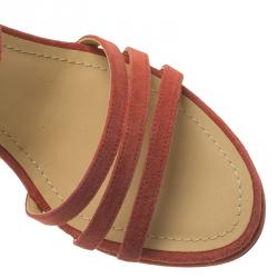 Pre Owned Chanel Pink Suede Strappy Cork Platform Sandals Size 38