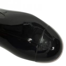 Chanel Black Camellia Rubber Rain Boots Size 36