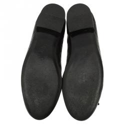 مملوكة مسبقًا حذاء باليرينا فلات شانيل جلد كافيار أسود مبطن CC بفيونكة مقاس 39.5