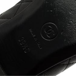 مملوكة مسبقًا حذاء باليرينا فلات شانيل جلد كافيار أسود مبطن CC بفيونكة مقاس 39.5