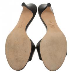 Pre Owned صندل شانيل CC كريستال جلد أسود مقاس 41