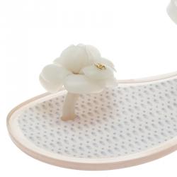 Chanel White Jelly Camellia Flower Sandals Size 36