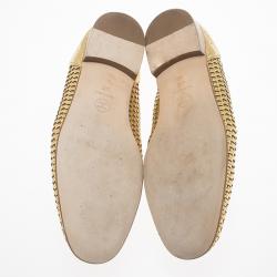 Pre Owned حذاء لوفرز شانيل كنغارو جلد ذهبي CC مقاس 38