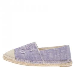 Pre Owned Chanel Purple Canvas CC Logo Espadrilles Size 35