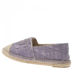 Pre Owned Chanel Purple Canvas CC Logo Espadrilles Size 35