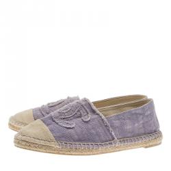 Pre Owned Chanel Purple Canvas CC Logo Espadrilles Size 35