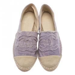 Pre Owned Chanel Purple Canvas CC Logo Espadrilles Size 35