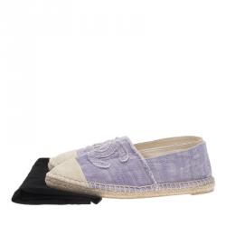 Pre Owned Chanel Purple Canvas CC Logo Espadrilles Size 35