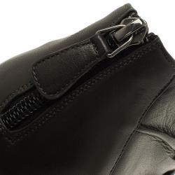 Chanel Dark Grey Pleated Leather Camellia Ankle Boots Size 38.5