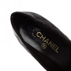 Pre Owned حذاء كعب عالي شانيل جلد بني مبطن CC مقاس 39