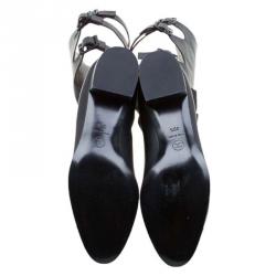 Pre Owned Chanel Black Leather Cut Out Cap Toe Knee Boots Size 39.5