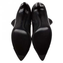 Chanel Black Leather Cap Toe Ankle Boots Size 38