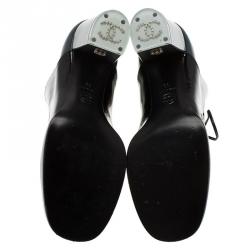 Chanel Bi Color Leather Cap Toe Lace Up Booties Size 38