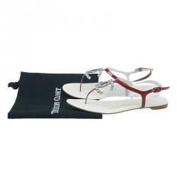 Pre Owned Chanel Red Leather CC Logo Thong Sandals Size 39