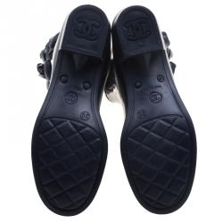 Chanel Navy Blue PVC Camellia Rain Boots Size 39