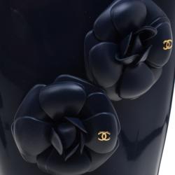 Chanel Navy Blue PVC Camellia Rain Boots Size 39