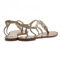 Pre Owned Chanel White Pearl and Lace Thong Sandals Size 38.5